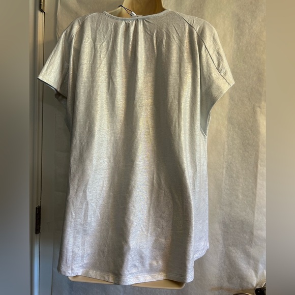 Chico's Linen Span Metallic Foil knit blouse top in Alabaster NWT Sz-3 (XL)  L17 - Picture 6 of 12